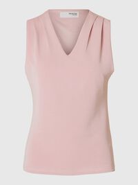 PRENDA SIN MANGAS TOP DE CUELLO EN PICO, Bleached Mauve, highres