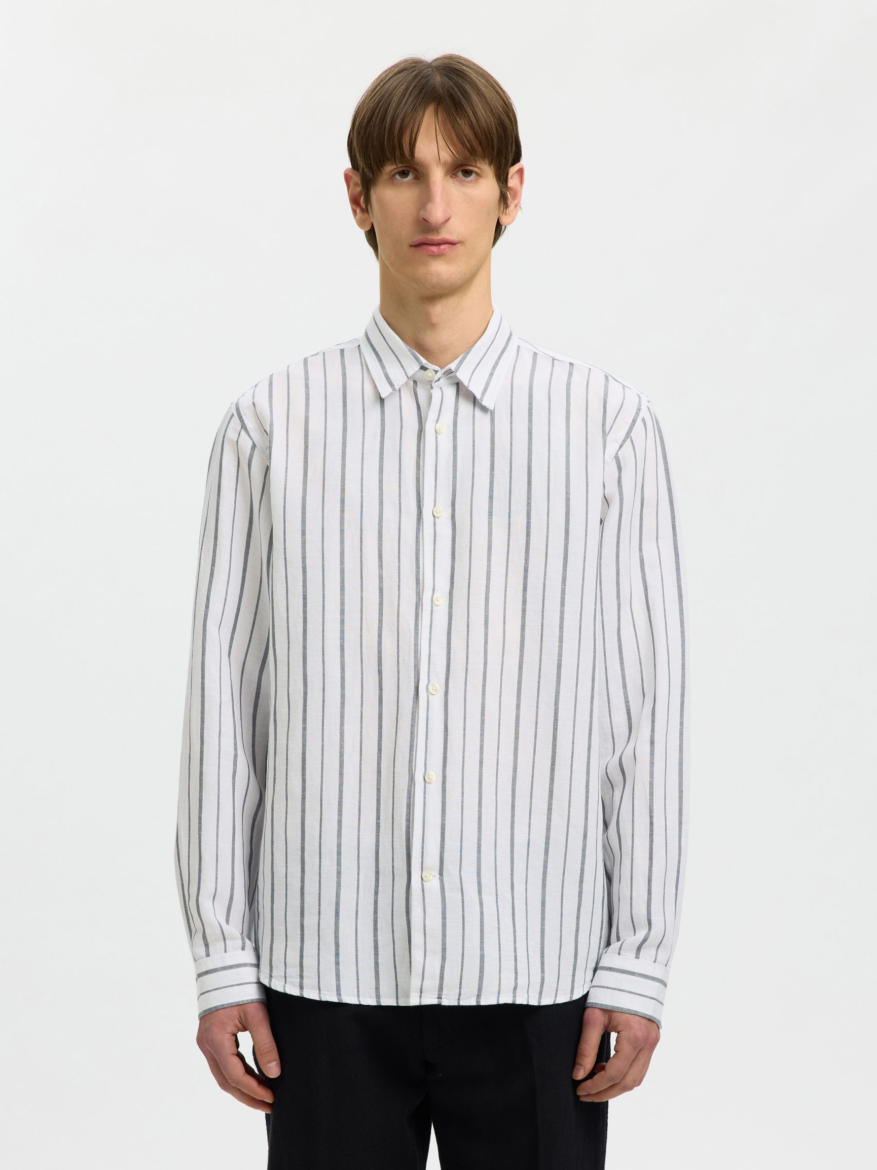 REGULAR FIT LINEN-BLEND SHIRT, Bright White, highres