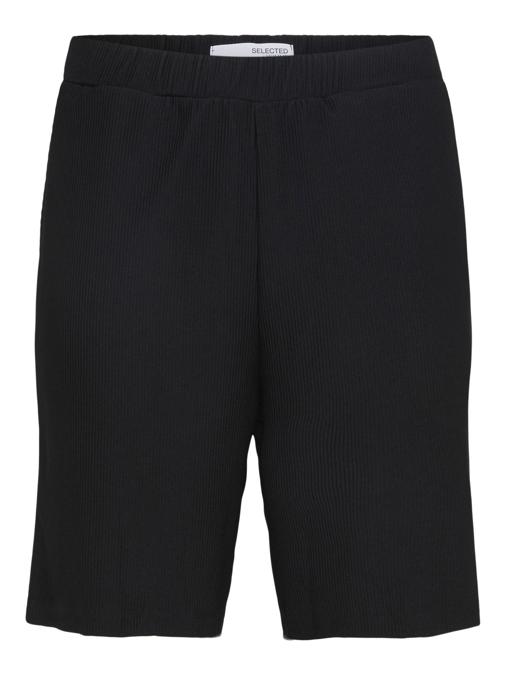 RIBBED SHORTS, Black, highres
