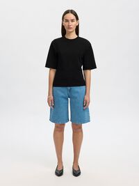 RELAXED FIT COTTON T-SHIRT, Black, highres