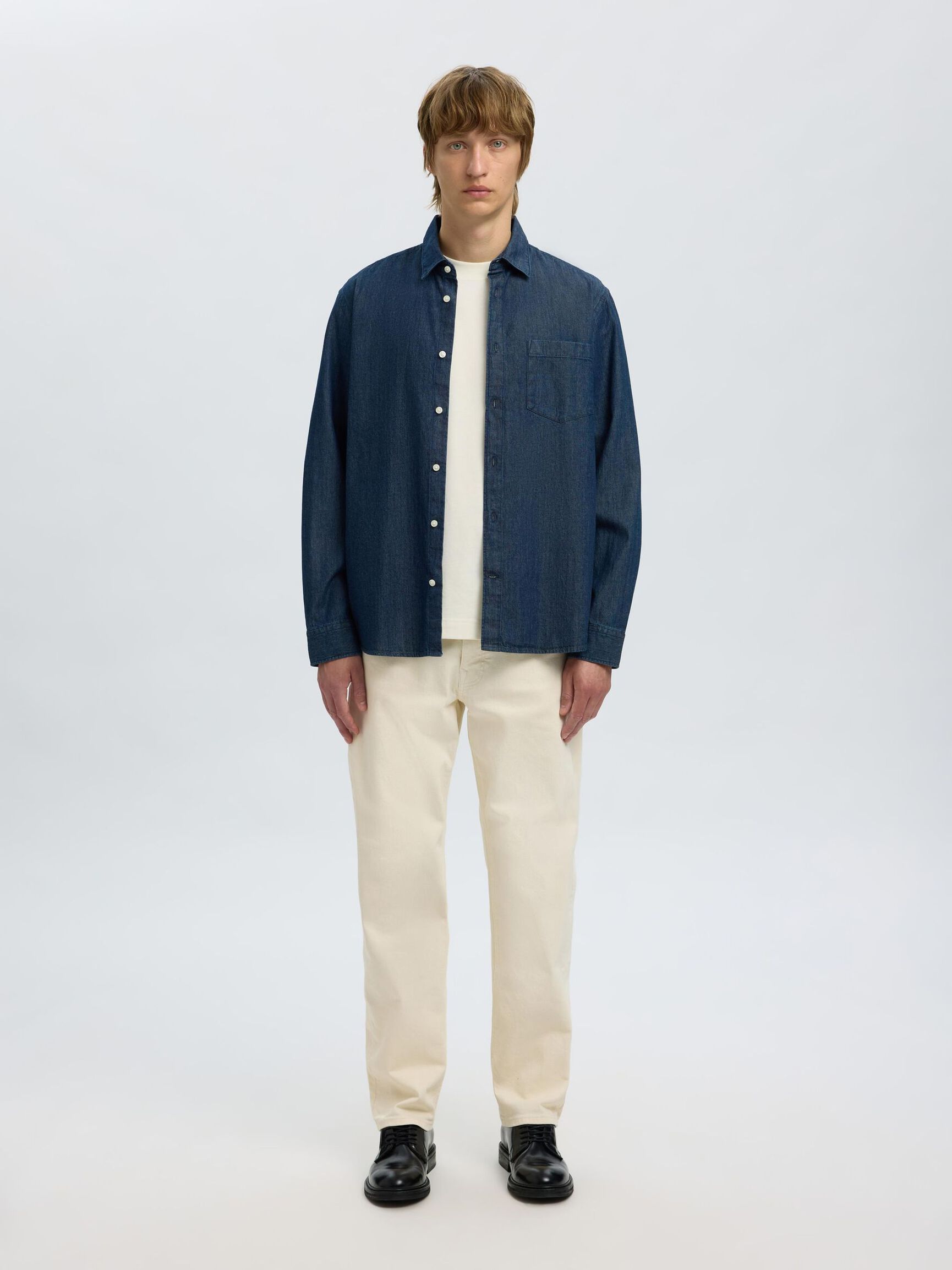 REGULAR FIT JEANSHEMD, Dark Blue Denim, highres