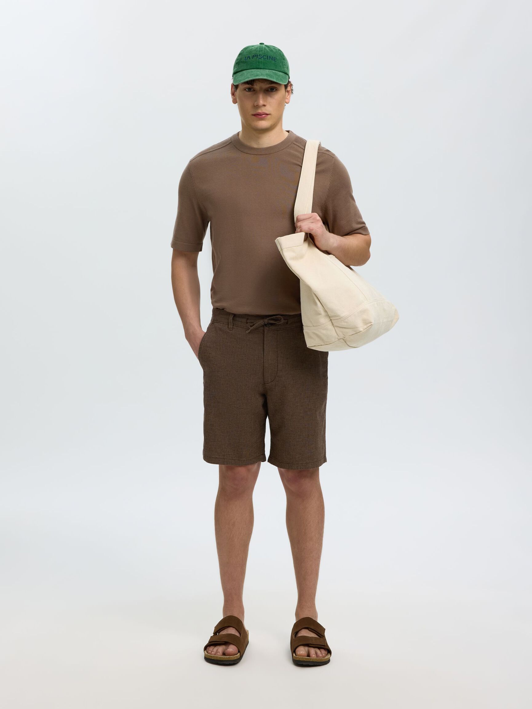 100% COTTON KNITTED TOP, Chocolate Chip, highres