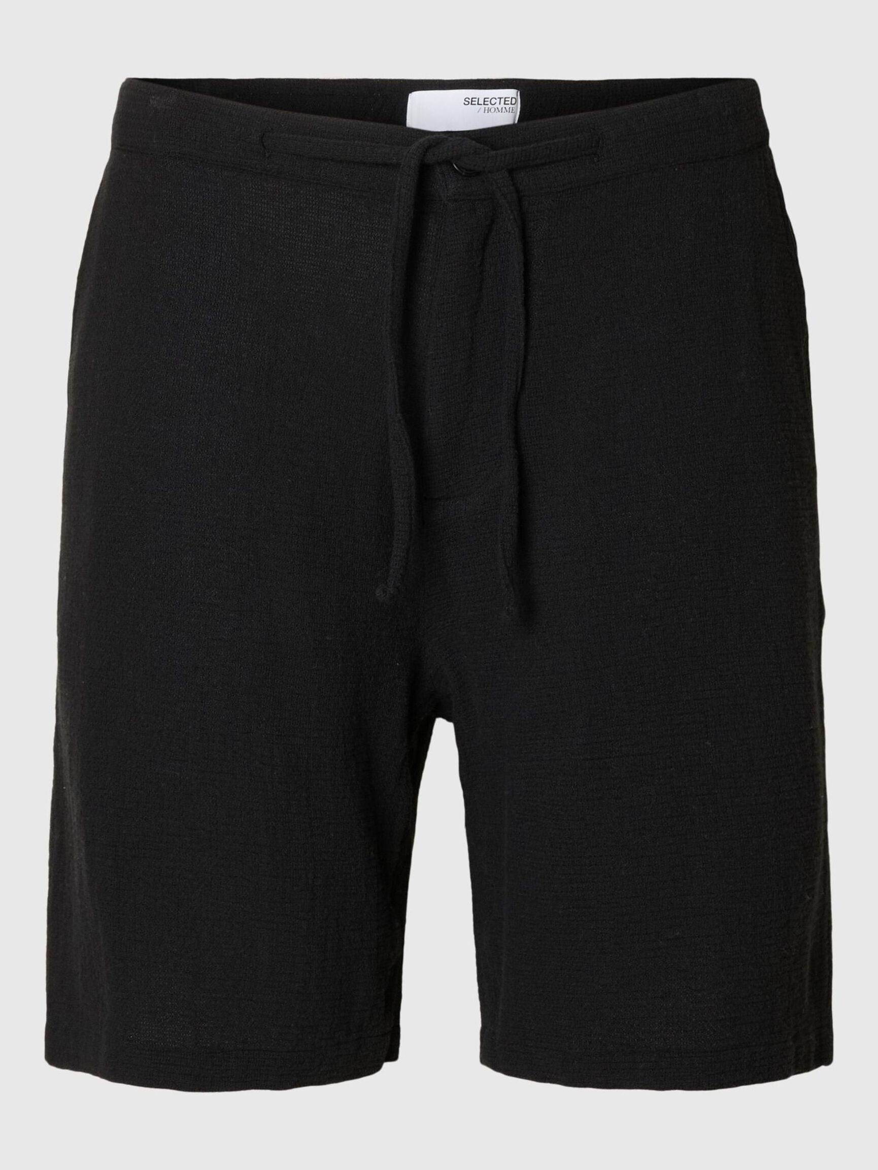 EN COTON RAYÉ SHORT, Black, highres