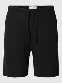 EN COTON RAYÉ SHORT, Black, highres