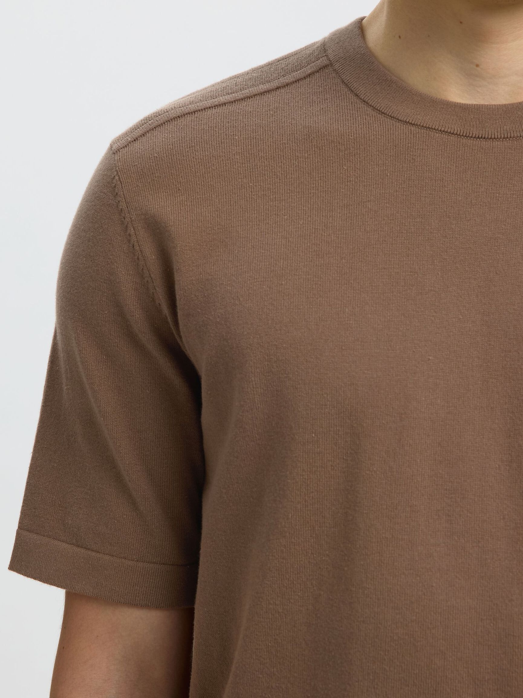 100% COTTON KNITTED TOP, Chocolate Chip, highres