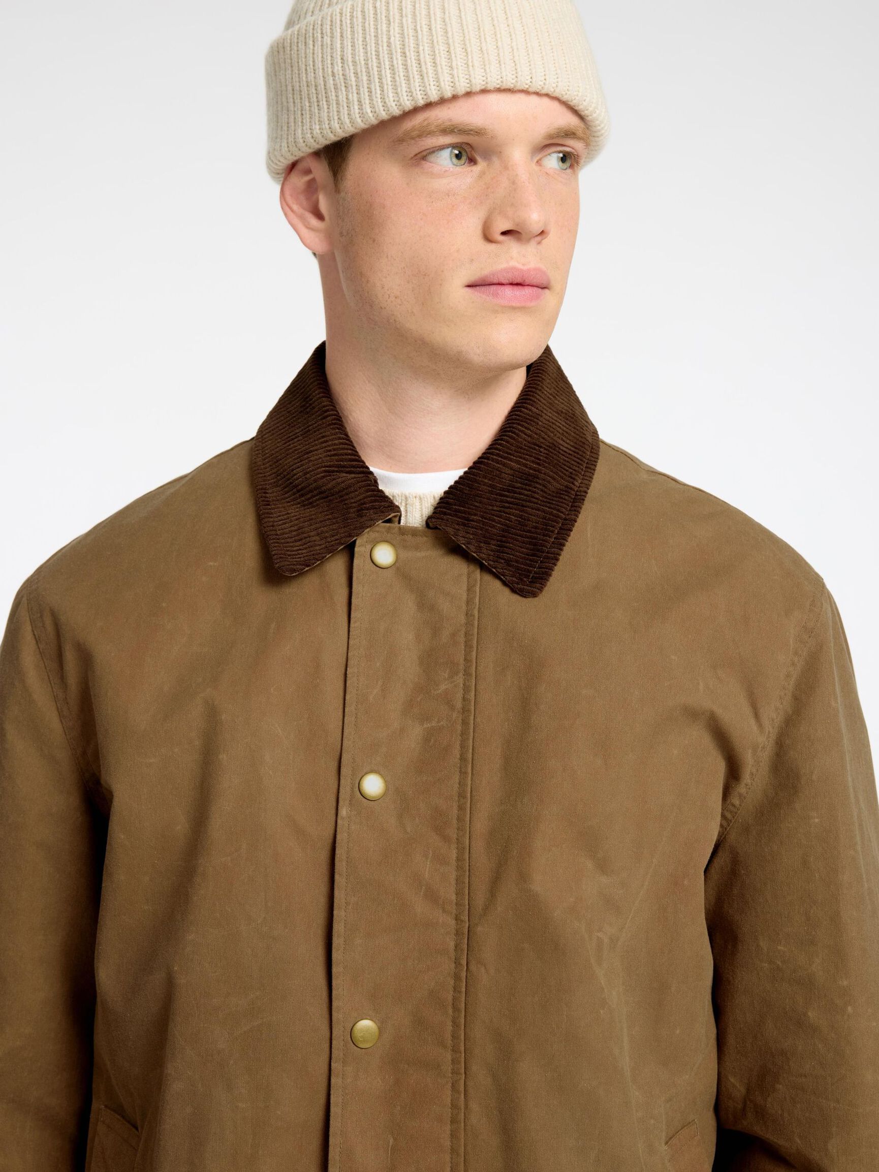 GEWACHSTE BAUMWOLL JACKE, Ermine, highres