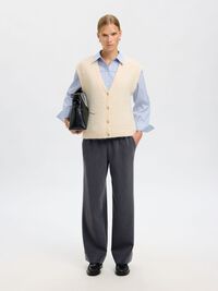 MID-WAIST WIDE-LEG BROEK, Medium Grey Melange, highres