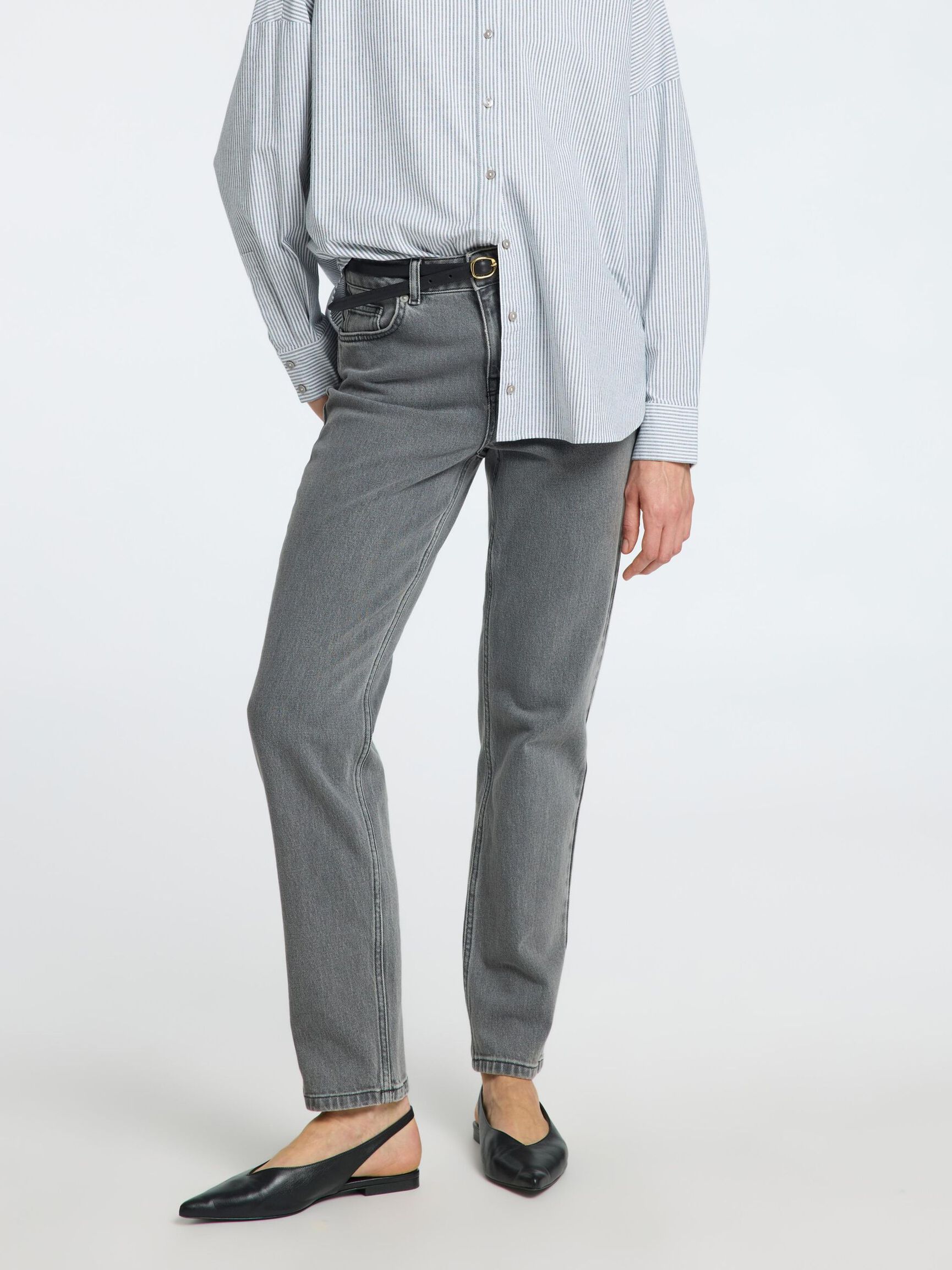 GRAUE STRAIGHT FIT JEANS, Light Grey Denim, highres