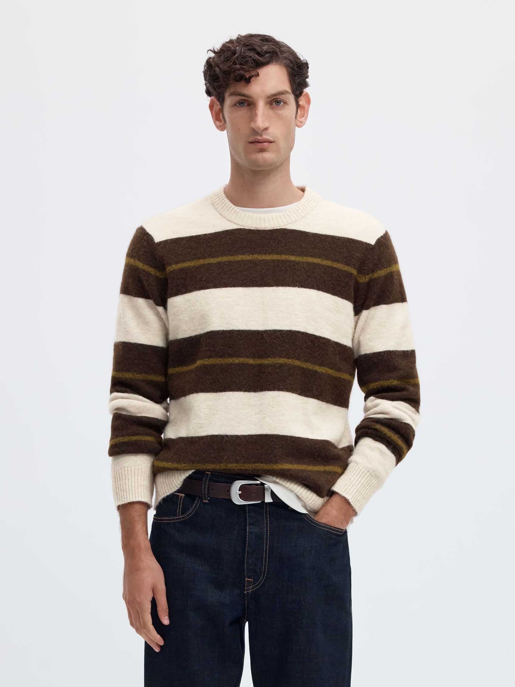 LONG-SLEEVED PULLOVER, Oatmeal, highres