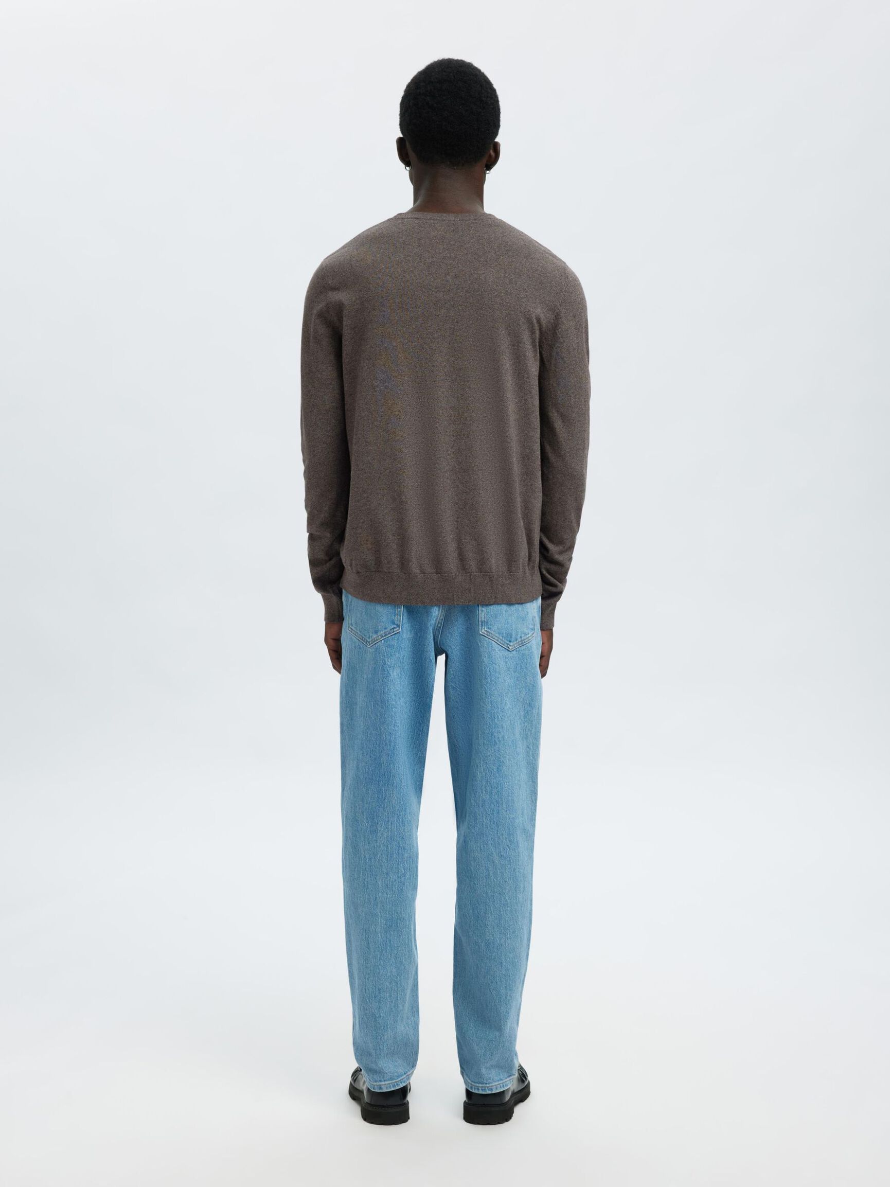 LONG-SLEEVED KNITTED JUMPER, Morel, highres