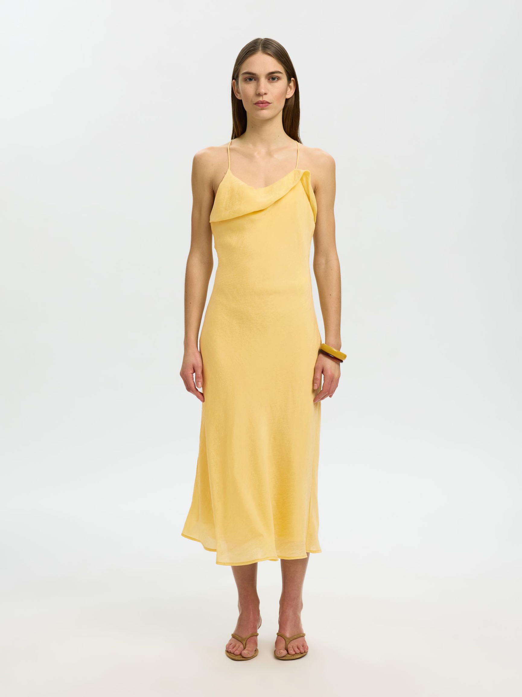 ÄRMELLOSES MAXI-SLIPKLEID, Straw, highres