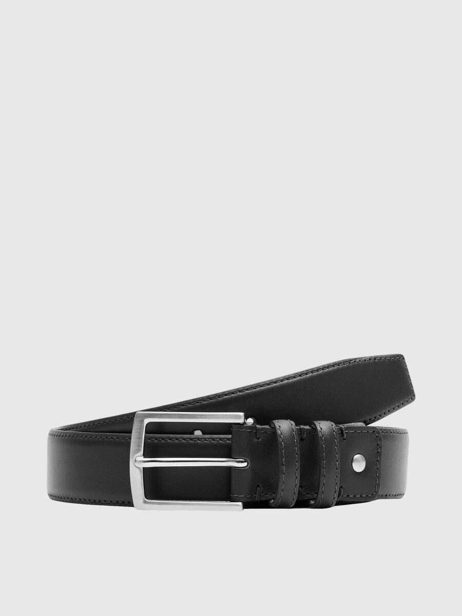 Selected LEATHER BELT, Black, highres - 16095982_Black_001.jpg
