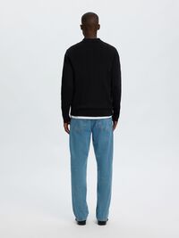 COTTON KNITTED POLO SHIRT, Black, highres