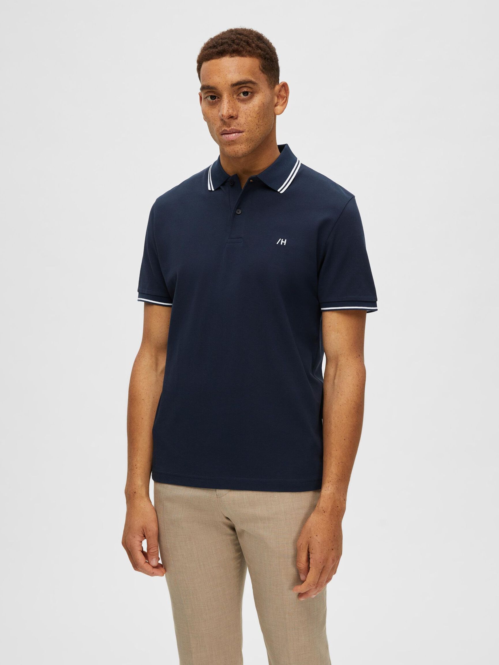 KORTÆRMET POLO, Navy Blazer, highres