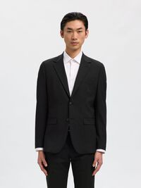 WOOL BLEND BLAZER, Black, highres