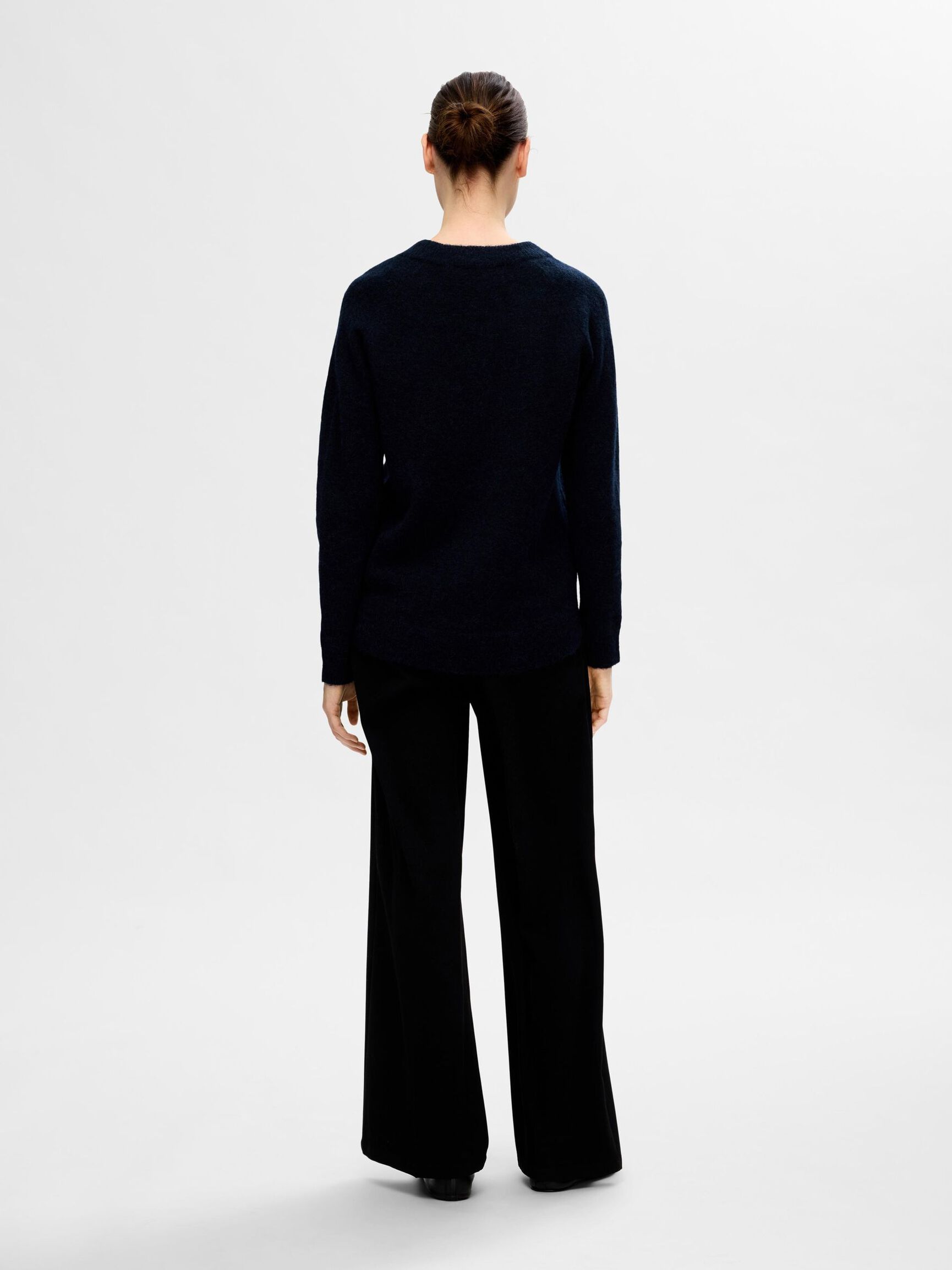 LÅNGÄRMAD STICKAD TRÖJA, Dark Sapphire, highres