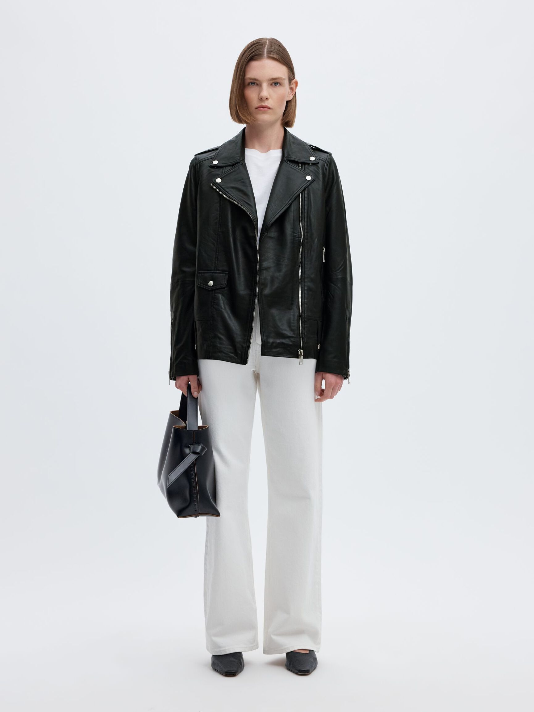 OVERSIZE VESTE EN CUIR, Black, highres