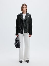 OVERSIZE VESTE EN CUIR, Black, highres