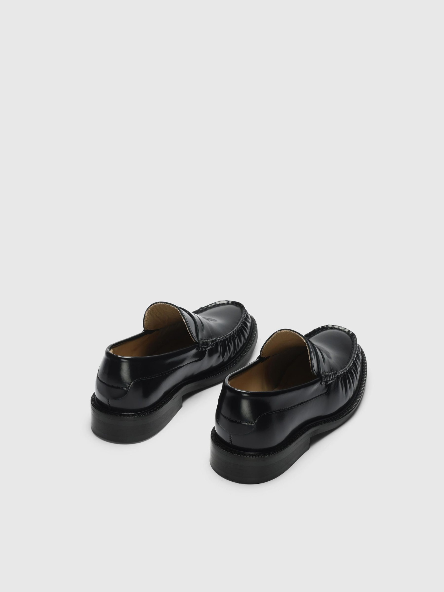 KLASSISK LÆDERLOAFERS, Black, highres