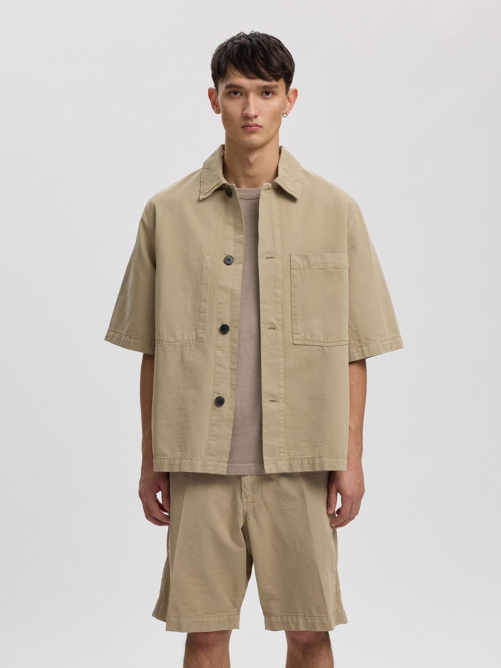 RELAXED FIT OVERSHIRT, Weathered Teak, highres
