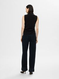 GLITTER SLEEVELESS TOP, Black, highres