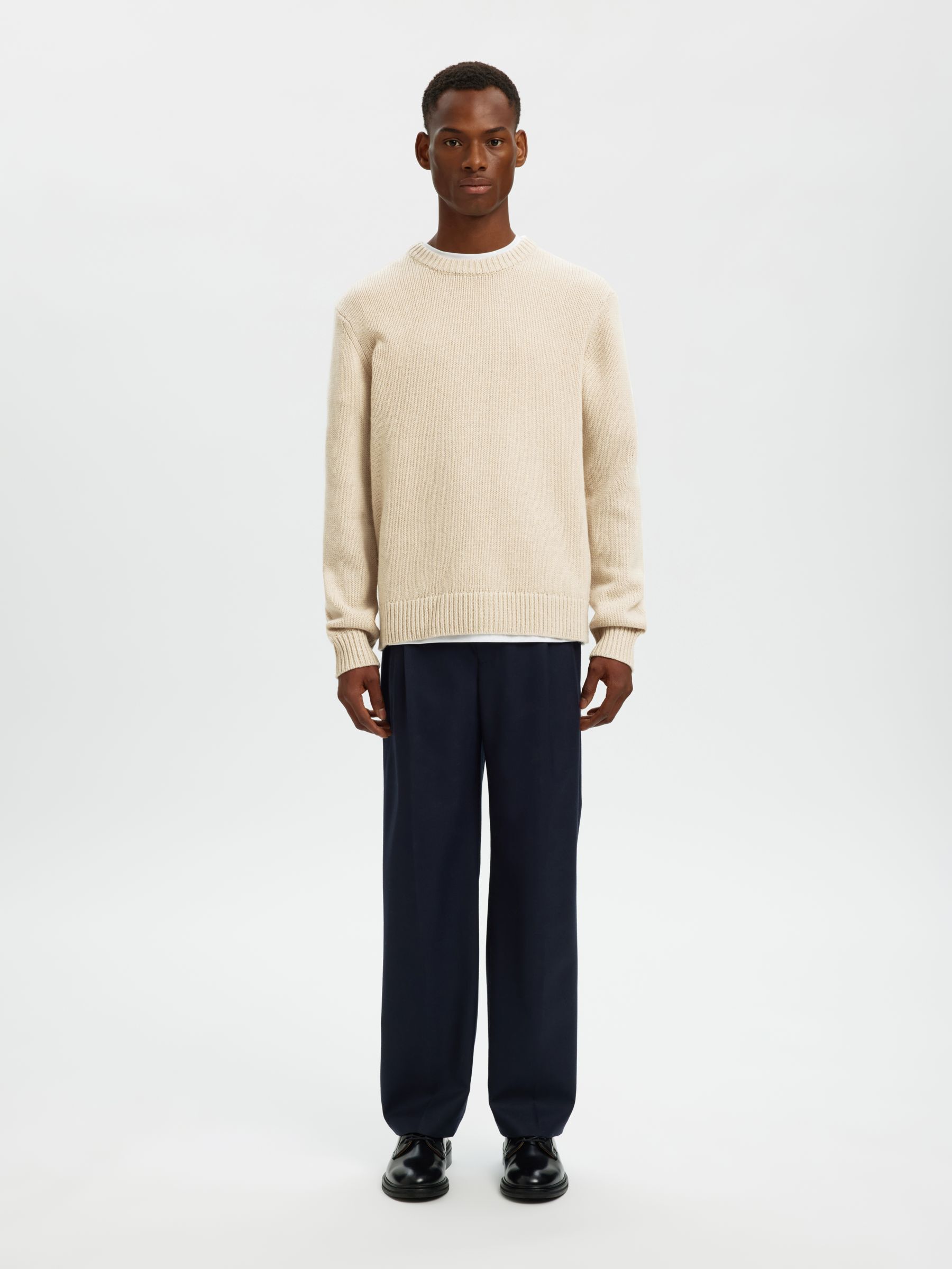 WOOL BLEND RELAXED FIT JUMPER, Oatmeal, highres