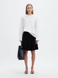 BRUSHED KNITTED SKIRT, Black, highres