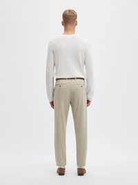 SLIM TAPERED HØRBLANDING BUKSER, Vetiver, highres