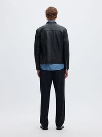 CLASSIC LEATHER JACKET, Black, highres
