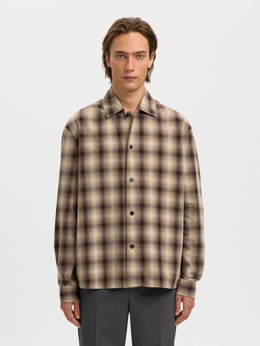 Product tile image - COTTON BLEND CHECKED SHIRT, Chocolate Torte | 16100927_ChocolateTorte_1252407