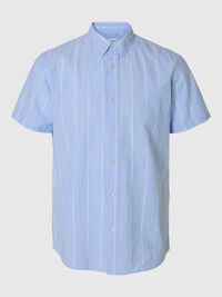 COTTON BLEND SHORT SLEEVED SHIRT, Cashmere Blue, highres