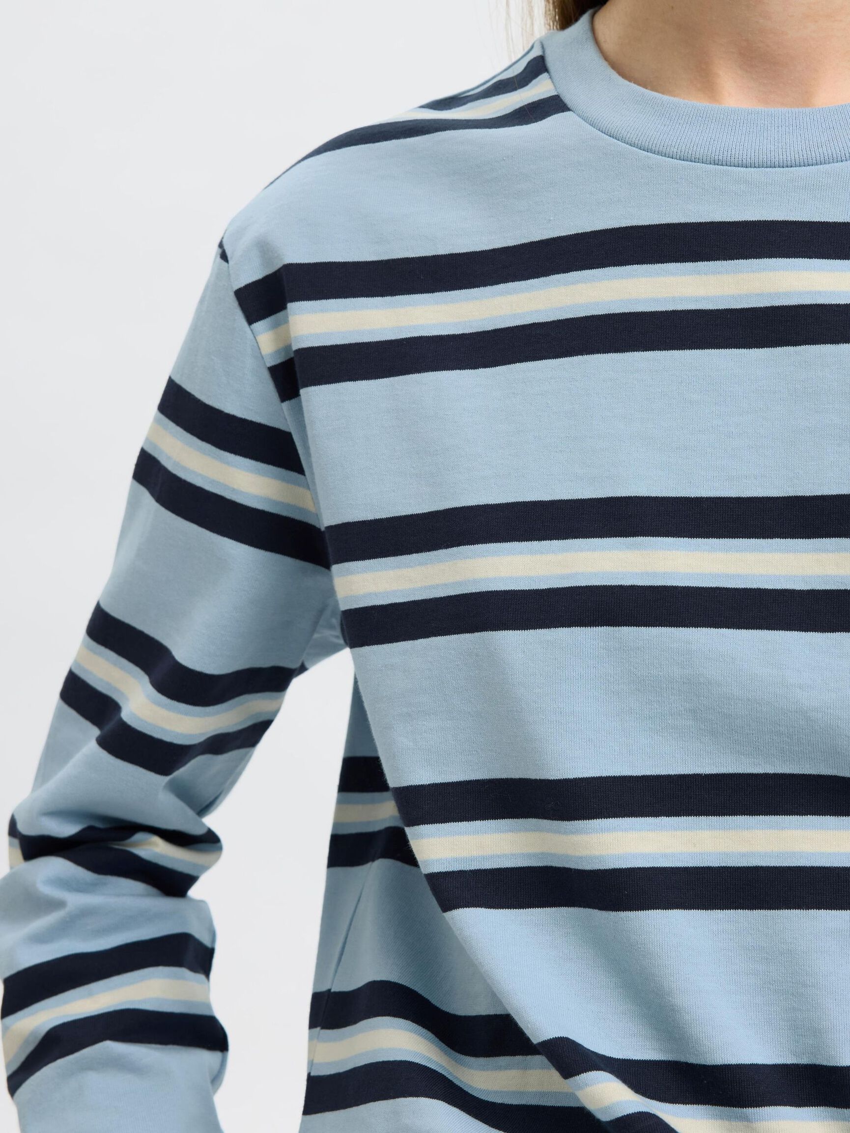 BOXY FIT LONG-SLEEVED T-SHIRT, Cashmere Blue, highres