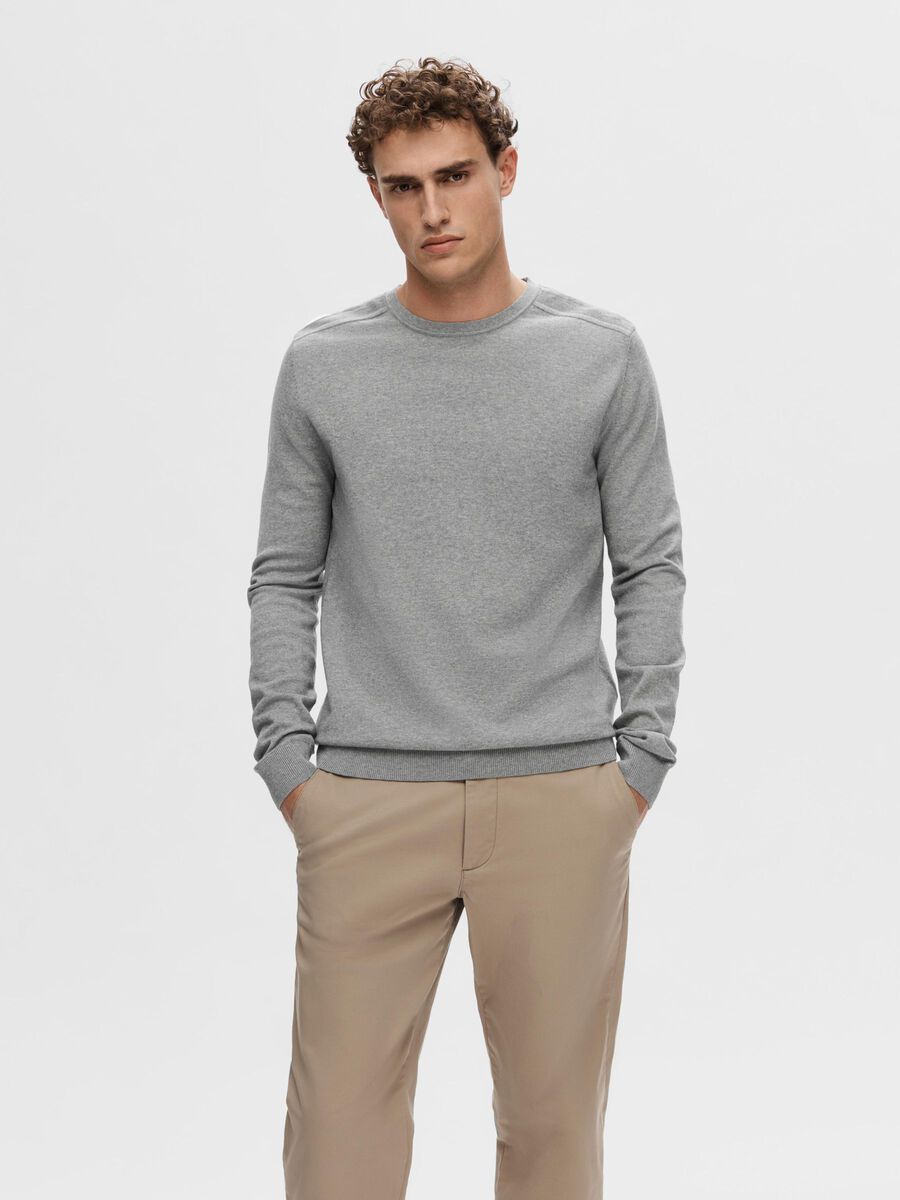 Selected LONG-SLEEVED KNITTED JUMPER, Medium Grey Melange, highres - 16074682_MediumGreyMelange_003.jpg