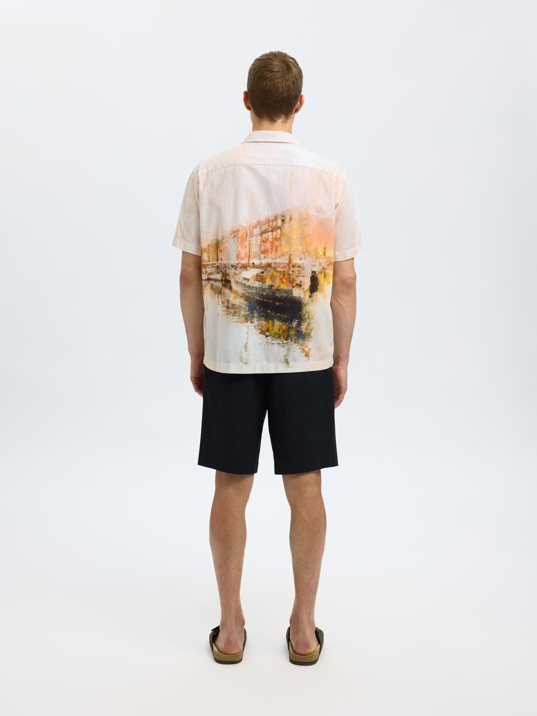 PRINTED SHORT SLEEVED SHIRT, Apricot, highres