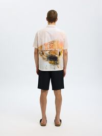 PRINTED SHORT SLEEVED SHIRT, Apricot, highres