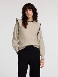 FRILLED PULLOVER, Birch, highres