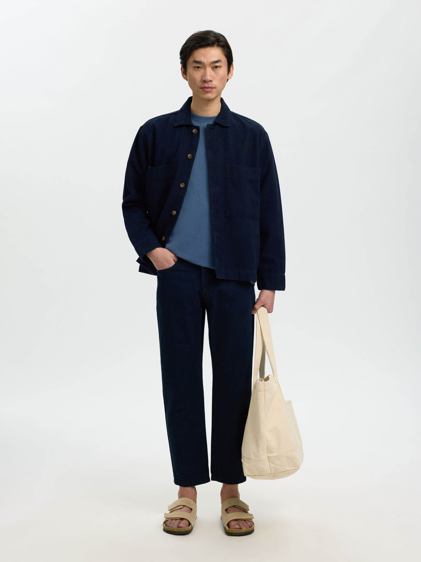 TAPERED FIT JEANS, Dark Blue Denim, highres