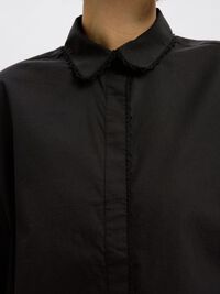 CROPPED OVERHEMD MET KORTE MOUWEN, Black, highres