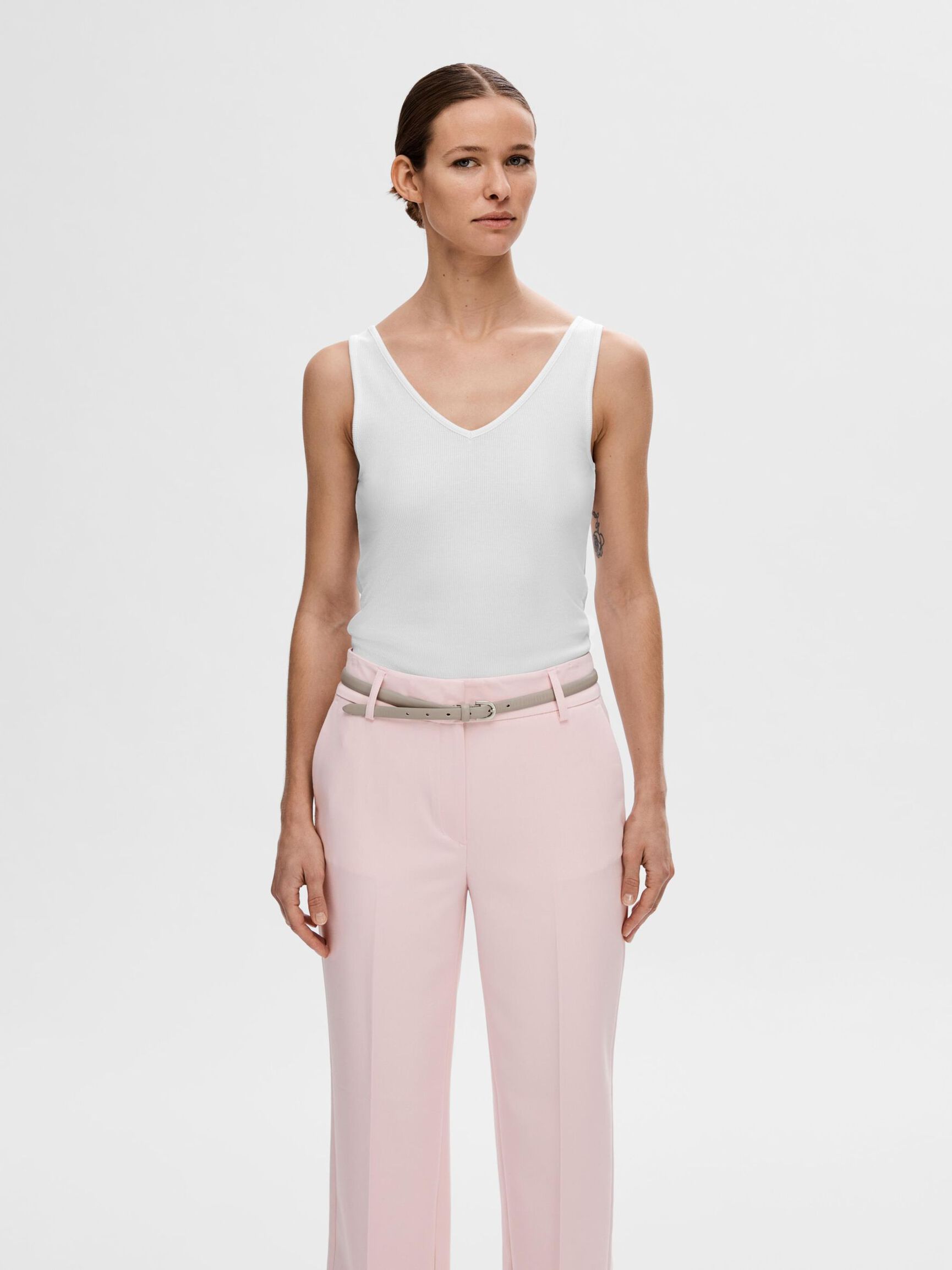 CÔTELÉ DÉBARDEUR, Bright White, highres
