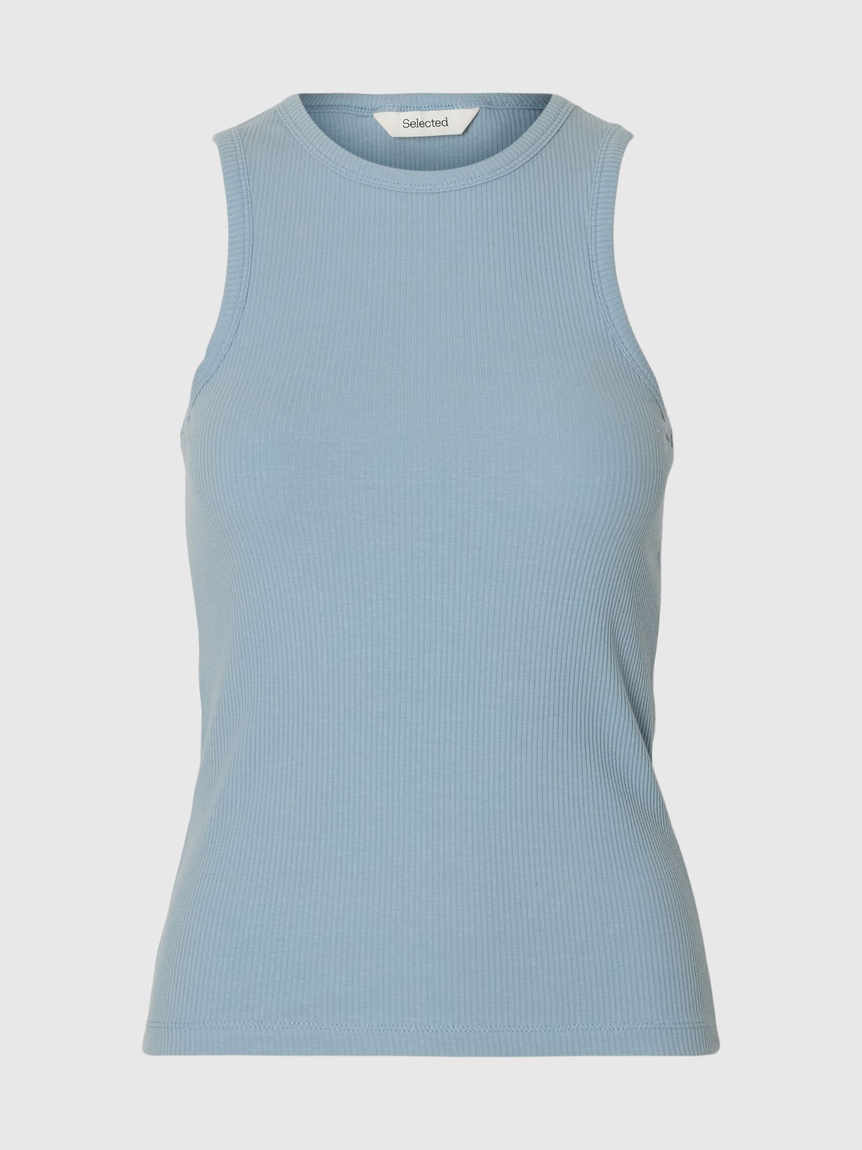 RIBBED TANK TOP, Dusty Blue, highres