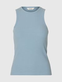 RIBBED TANK TOP, Dusty Blue, highres
