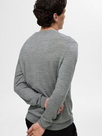 SWETER Z OKRĄGŁYM DEKOLTEM, Medium Grey Melange, highres
