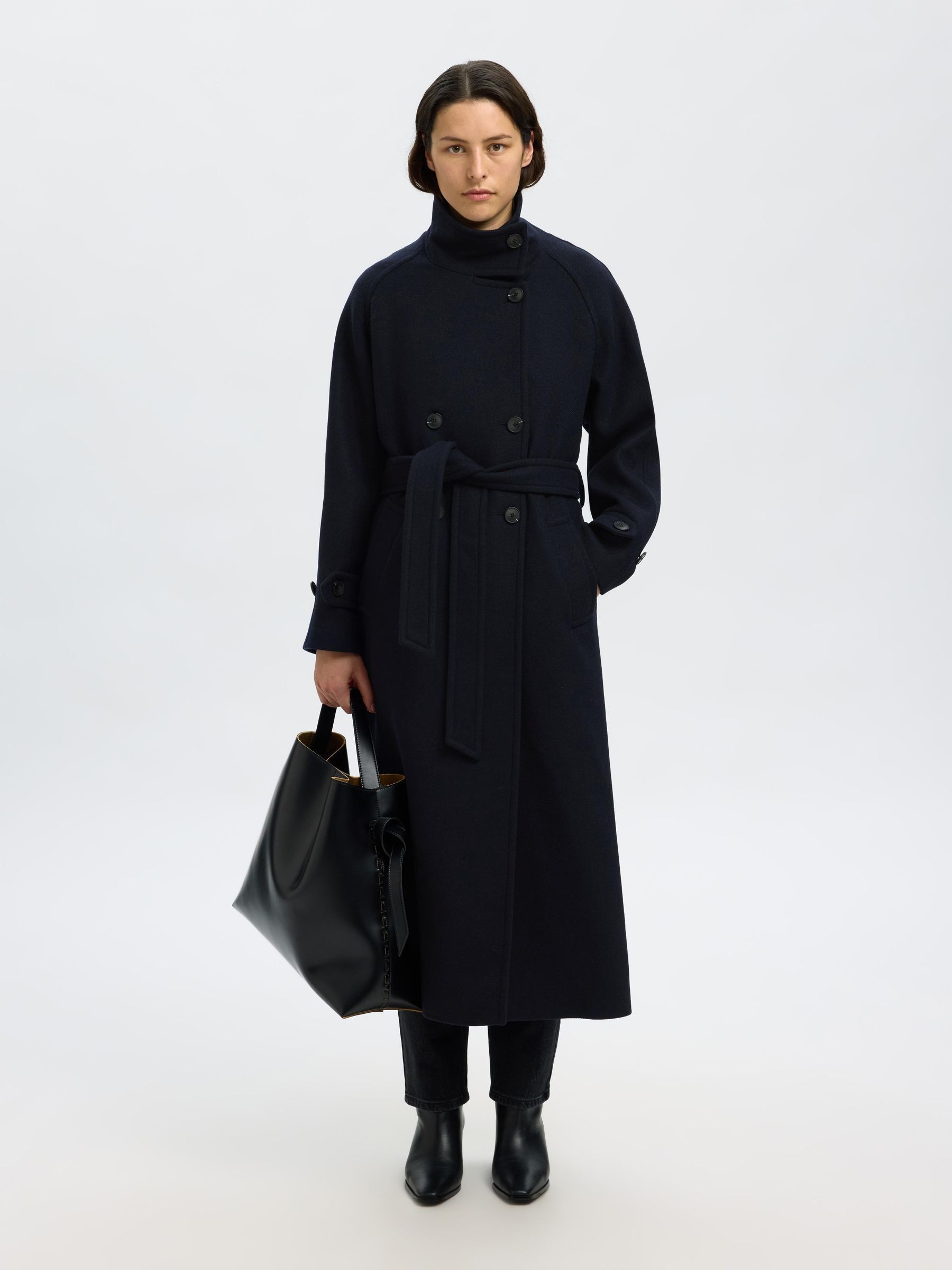 WOOL BLEND COAT | Blue | Selected