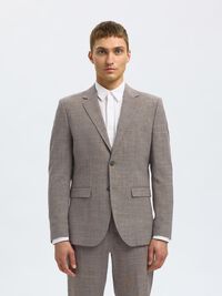SLIM FIT EINREIHIGER BLAZER, Dark Sand Melange, highres