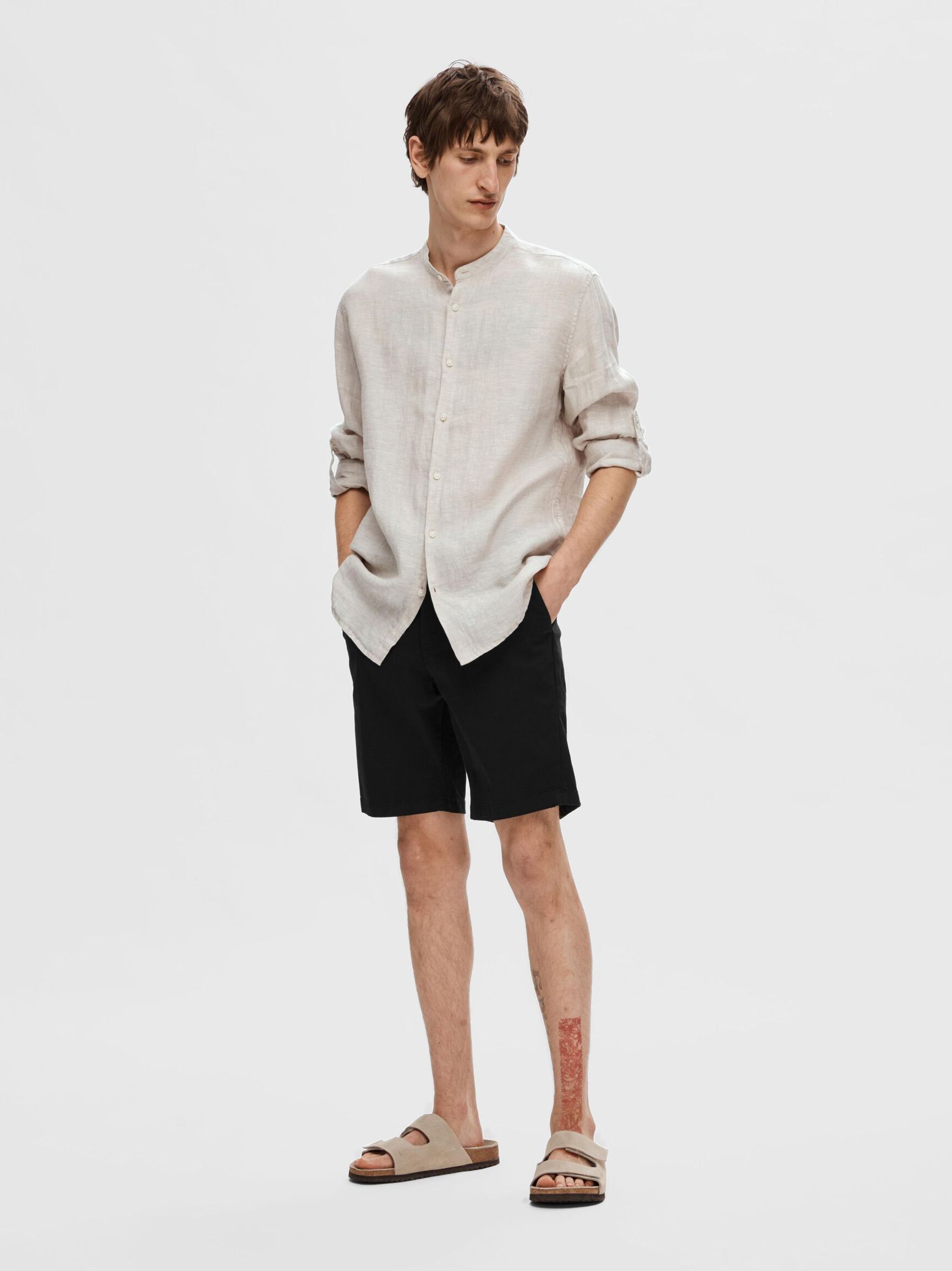 SLIM-FIT CHINO SHORTS, Black, highres