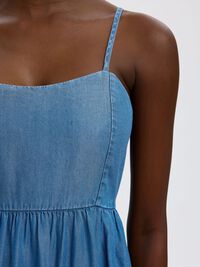 SLEEVELESS MAXI DRESS, Medium Blue Denim, highres