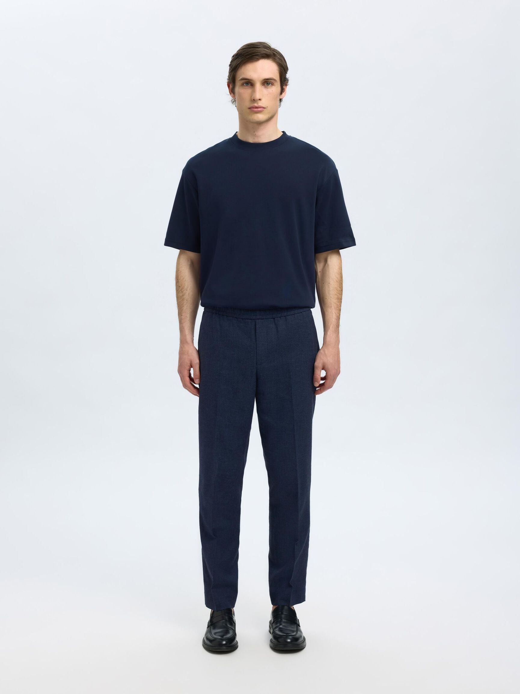 LEINENMIX ANZUGHOSE, Dark Navy, highres