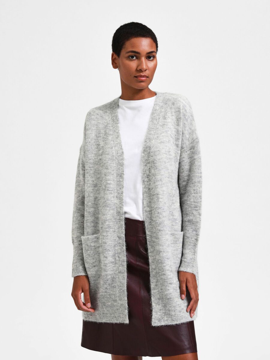 Product tile image - LANGE STRICKJACKE, Light Grey Melange | 16085216_LightGreyMelange