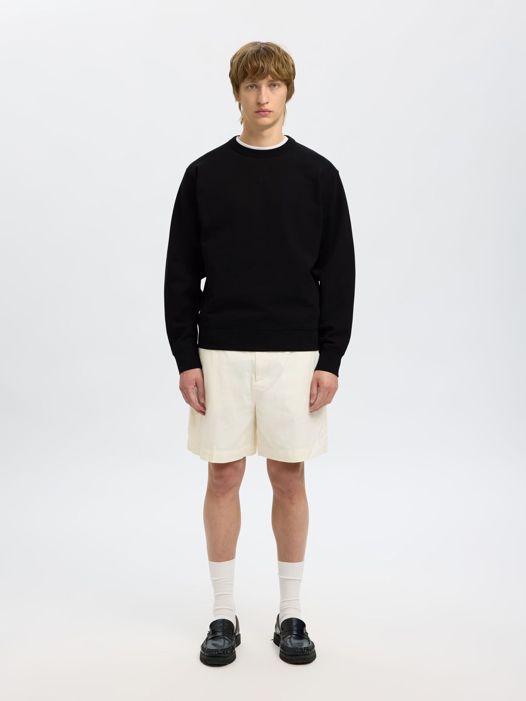 100% COTTON SWEATSHIRT, Black, highres