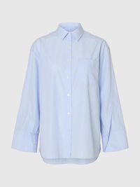 OVERSIZED STRIBET SKJORTE, Cashmere Blue, highres